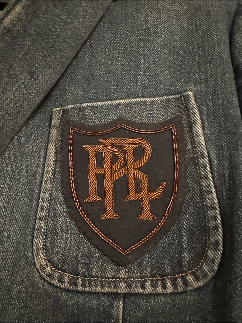 Woman’s Ralph Lauren Blue Denim Double-Breasted Blazer with Crest - Picture 2 of 5